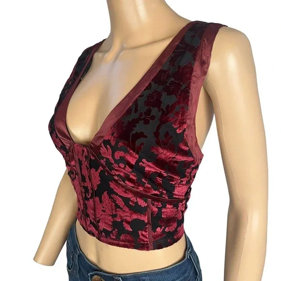 Free People Intimately Magic Hour Crop Top Velvet Burnout - Picture 3 of 8